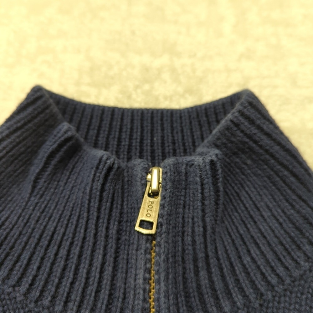 Vintage Polo Ralph Lauren 1/4 Zip Sweater Boys XL Blue Yellow Striped Pony Y2K - Picture 5 of 11